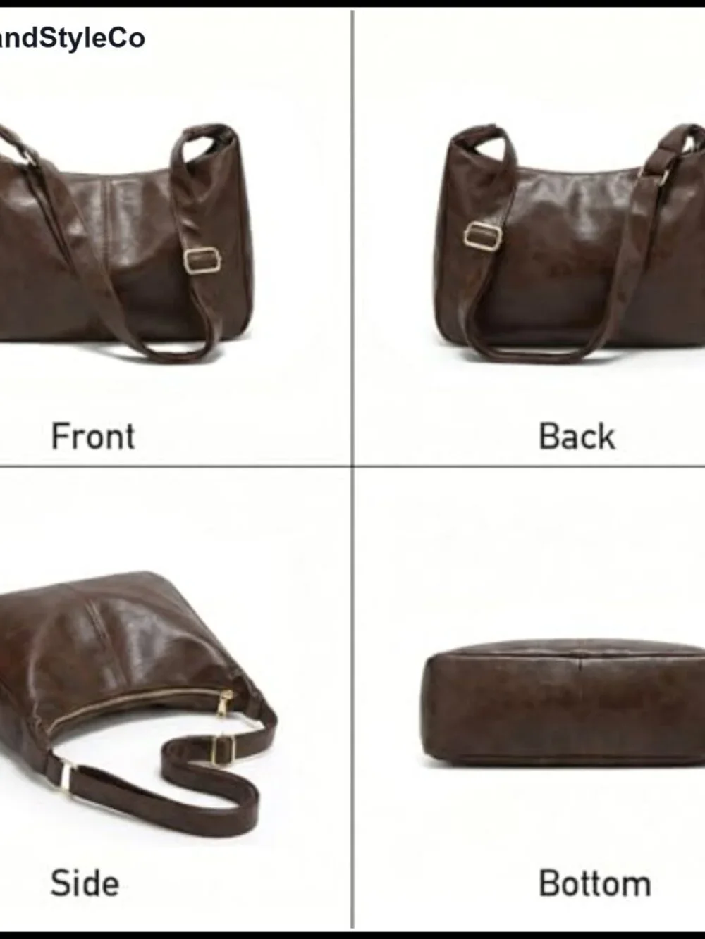 Vegan Leather Slouchy Hobo Shoulder Crossbody Tote Purse Travel Bag